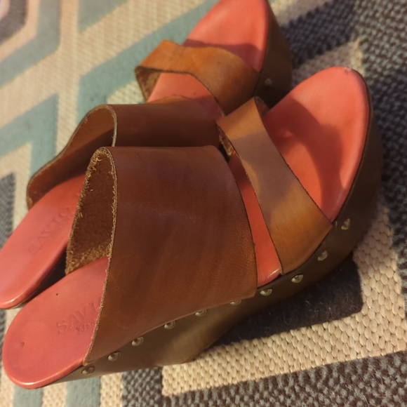 Vintage leather wooden clogs- made in Italy - Picture 3 of 3